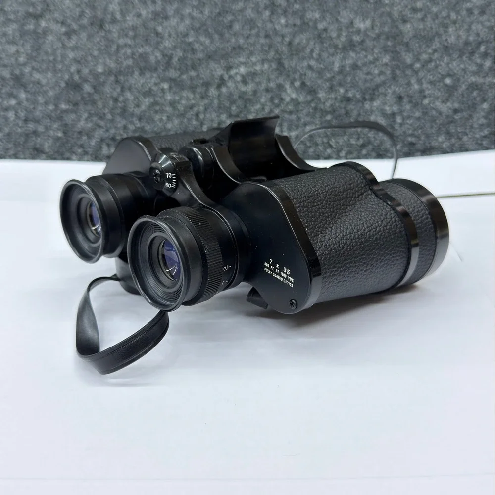 Vtg Bushnell Ensign 7x35 Insta-Focus Wide Angle Binoculars w/ Case‎ Manual Japan